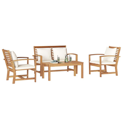 Set Divano da Giardino 4 pcs Naturale Legno di teak solido
