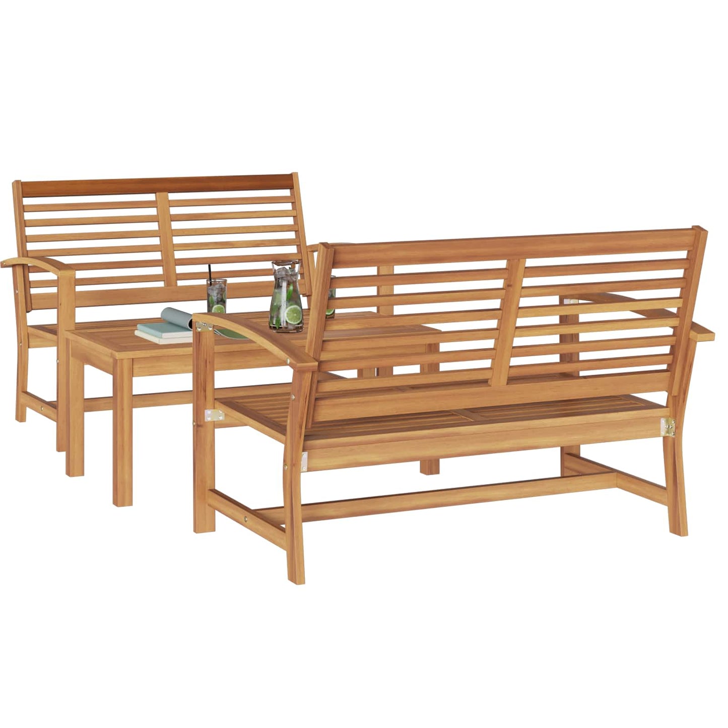 Set Divano da Giardino 3 pcs Naturale Legno di teak solido