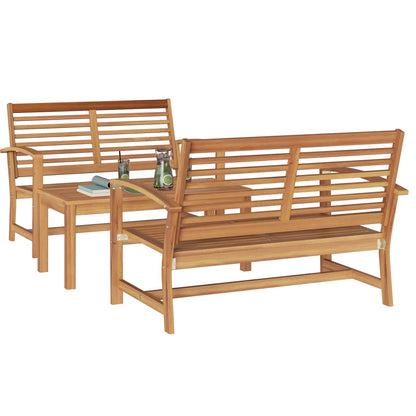 Set Divano da Giardino 3 pcs Naturale Legno di teak solido