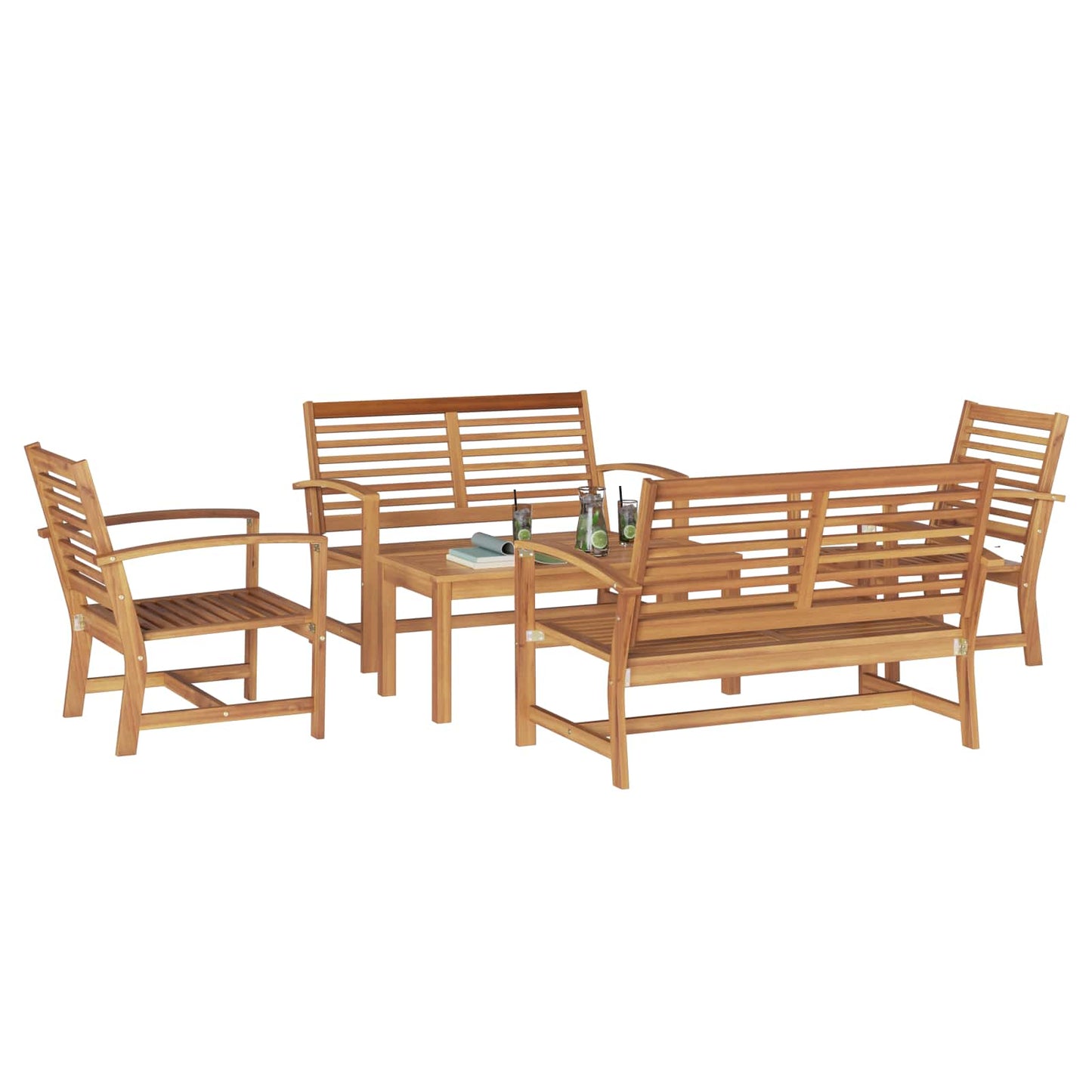 Set Divano da Giardino 5 pcs Naturale Legno di teak solido