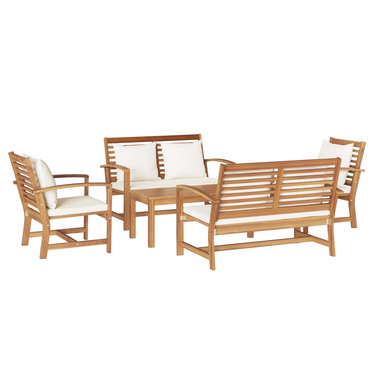 Set Divano da Giardino 5 pcs Naturale Legno di teak solido