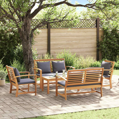 Set Divano da Giardino 5 pcs Naturale Legno di teak solido
