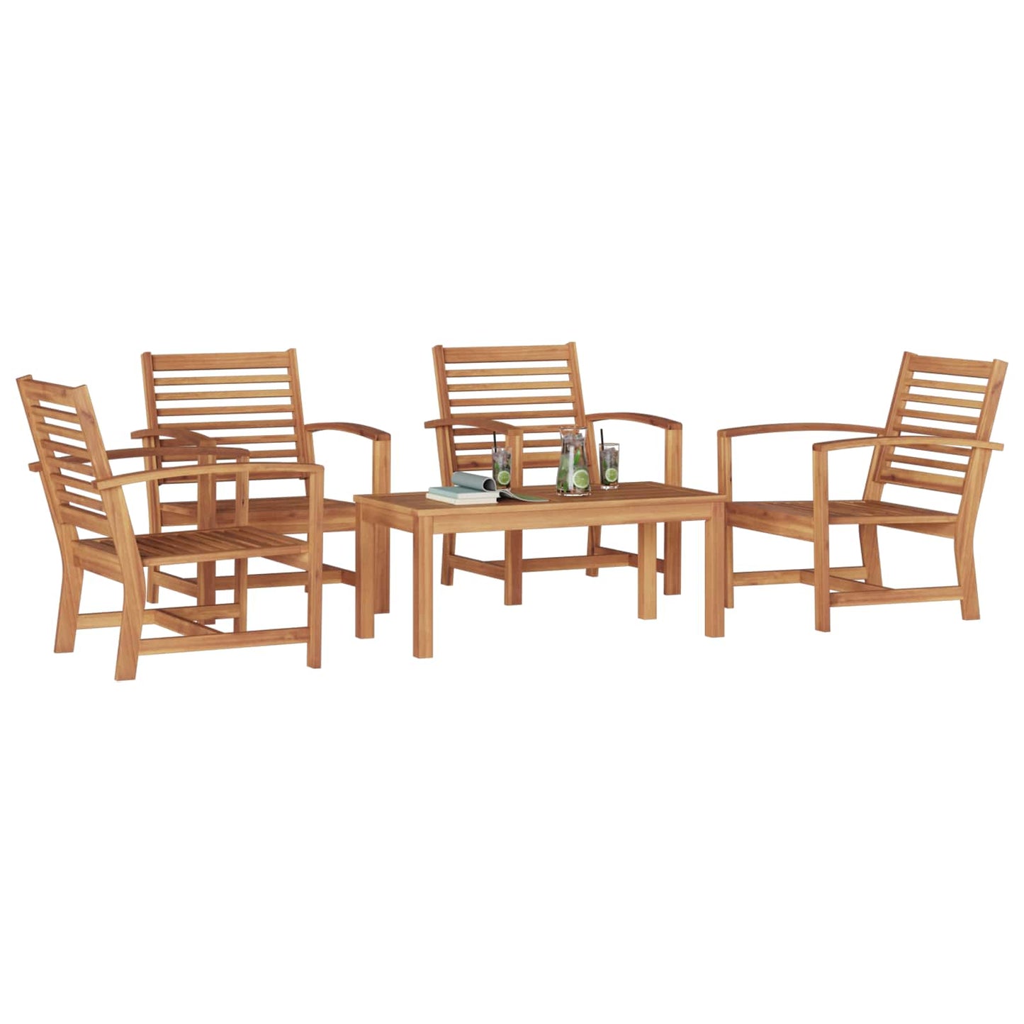 Set Divano da Giardino 5 pcs Naturale Legno di teak solido