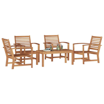 Set Divano da Giardino 5 pcs Naturale Legno di teak solido