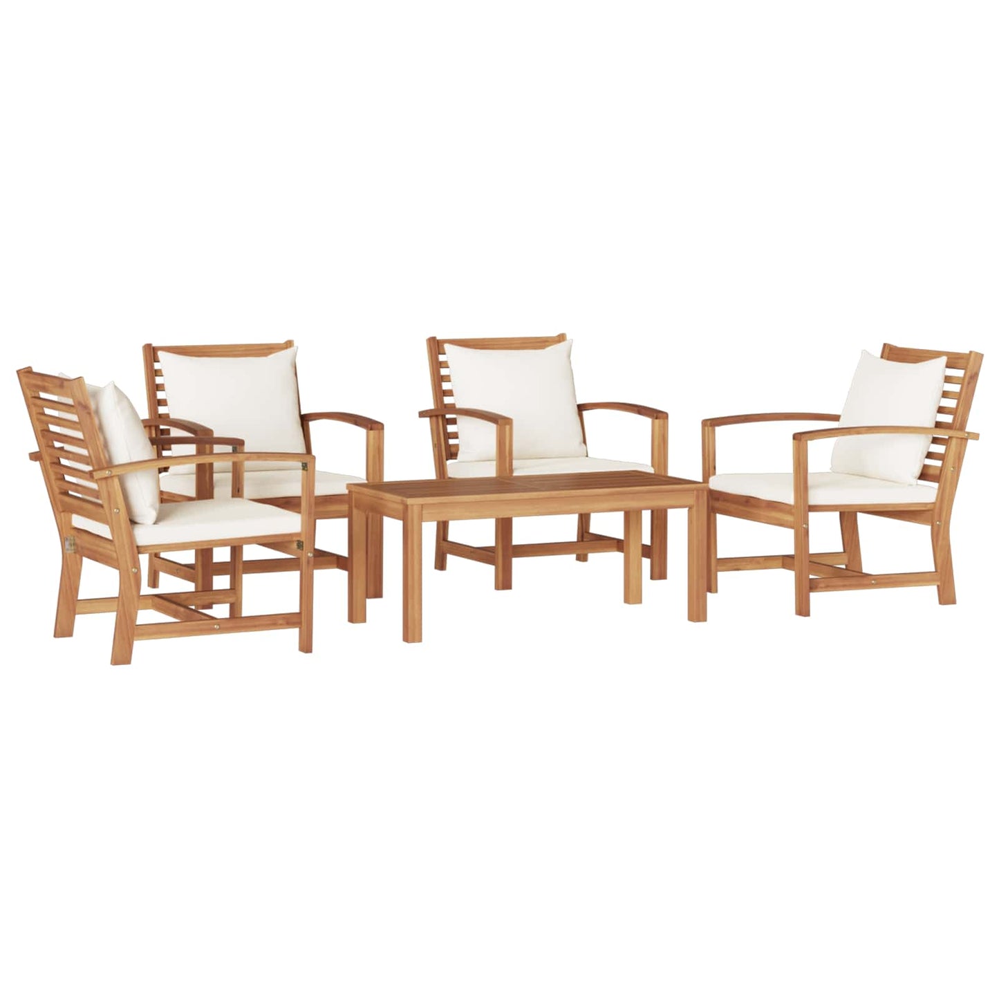 Set Divano da Giardino 5 pcs Naturale Legno di teak solido