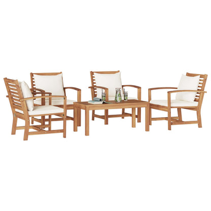 Set Divano da Giardino 5 pcs Naturale Legno di teak solido