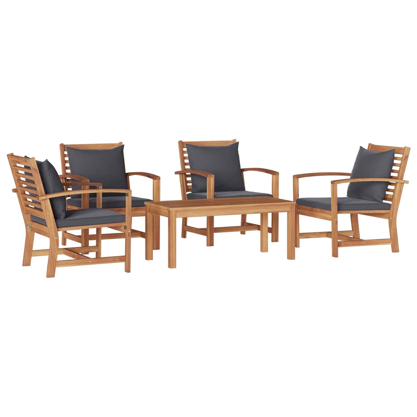 Set Divano da Giardino 5 pcs Naturale Legno di teak solido