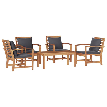 Set Divano da Giardino 5 pcs Naturale Legno di teak solido