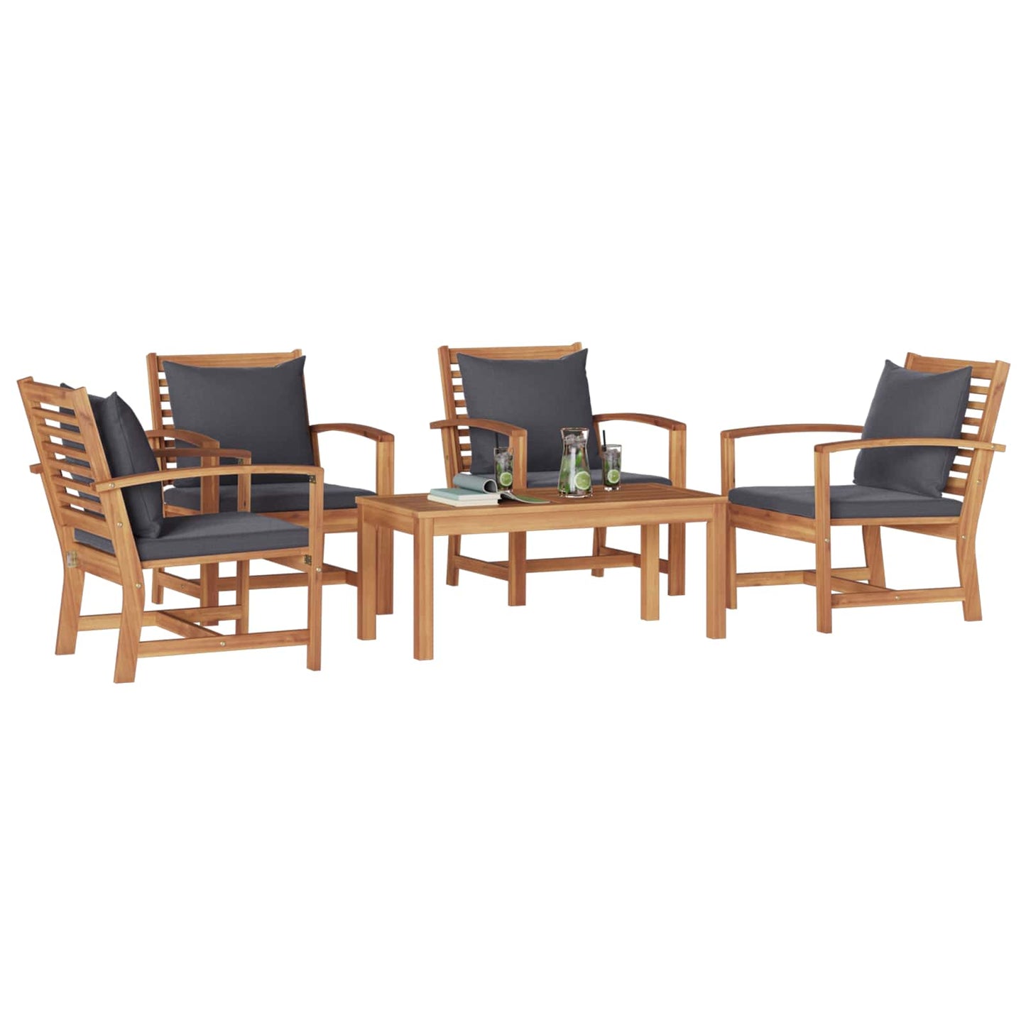 Set Divano da Giardino 5 pcs Naturale Legno di teak solido