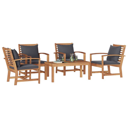 Set Divano da Giardino 5 pcs Naturale Legno di teak solido