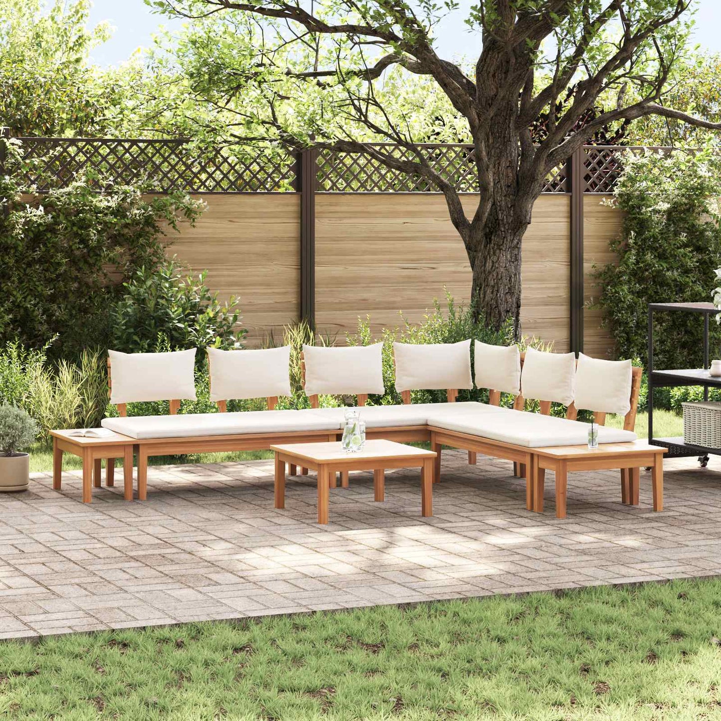 Set Divano da Giardino 4 pcs Marrone e Crema