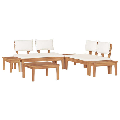 Set Divano da Giardino 3 pcs Marrone e Crema