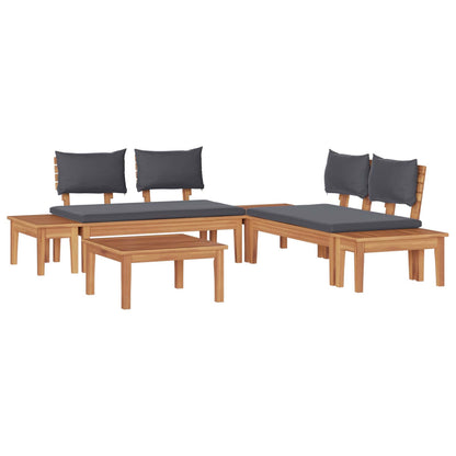 Set Divano da Giardino 3 pcs Marrone e Grigio
