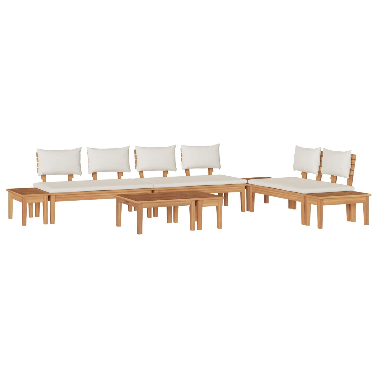 Set Divano da Giardino 5 pcs Marrone e Crema