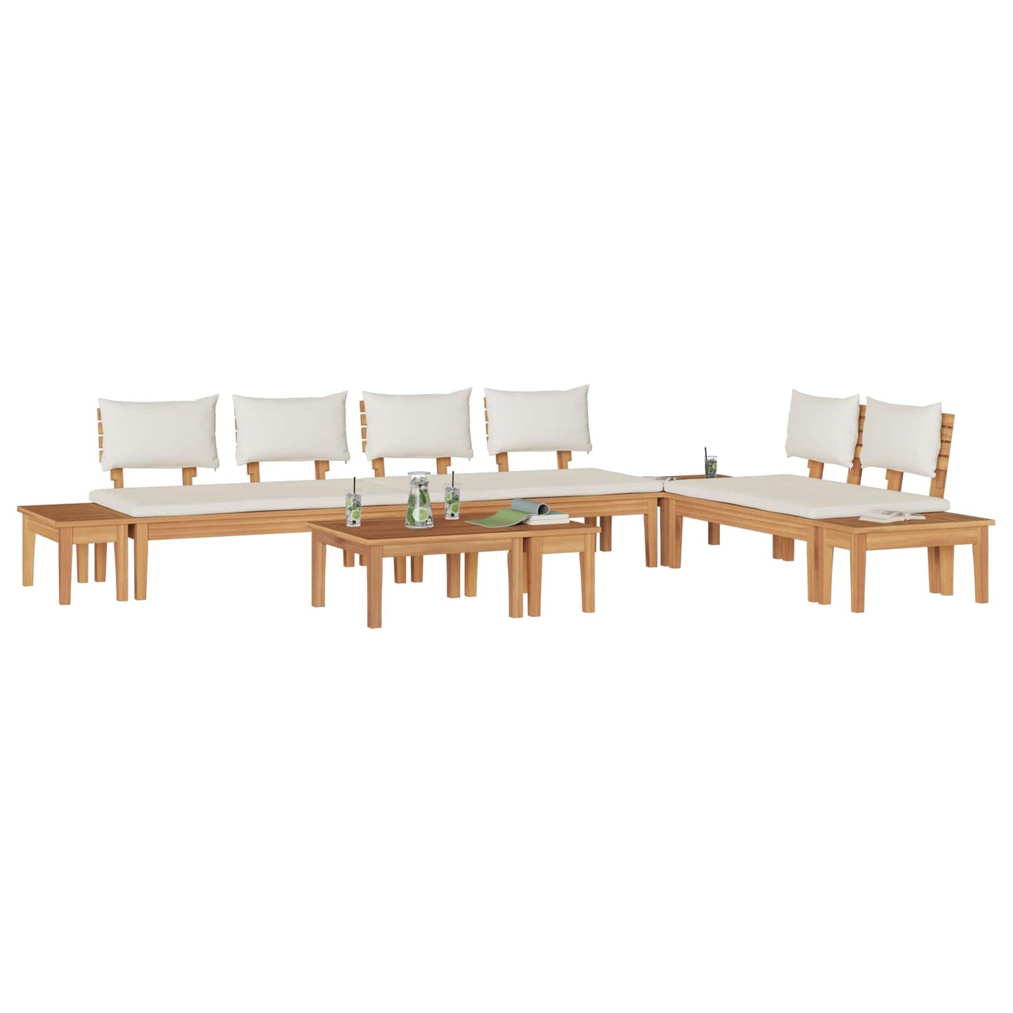 Set Divano da Giardino 5 pcs Marrone e Crema