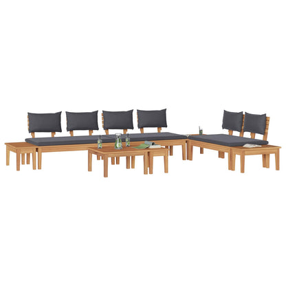 Set Divano da Giardino 5 pcs Marrone e Grigio