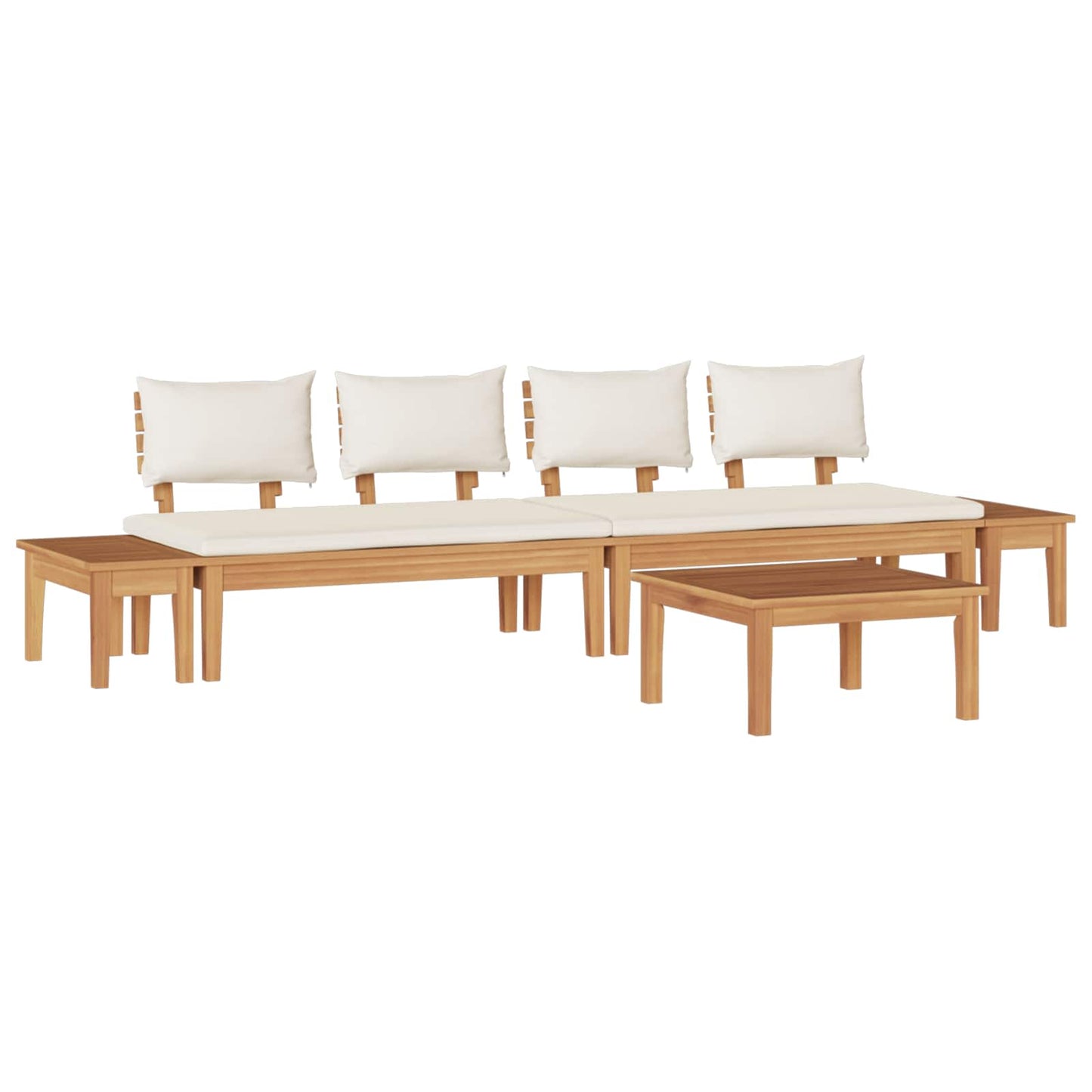 Set Divano da Giardino 5 pcs Marrone e Crema