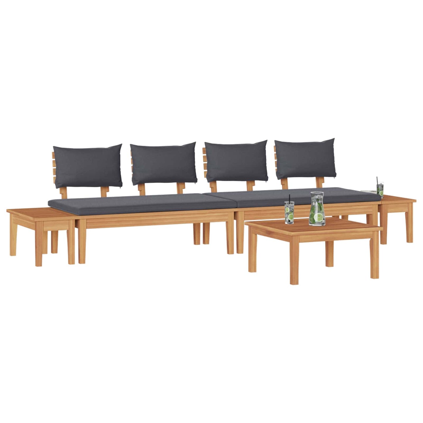Set Divano da Giardino 5 pcs Marrone e Grigio