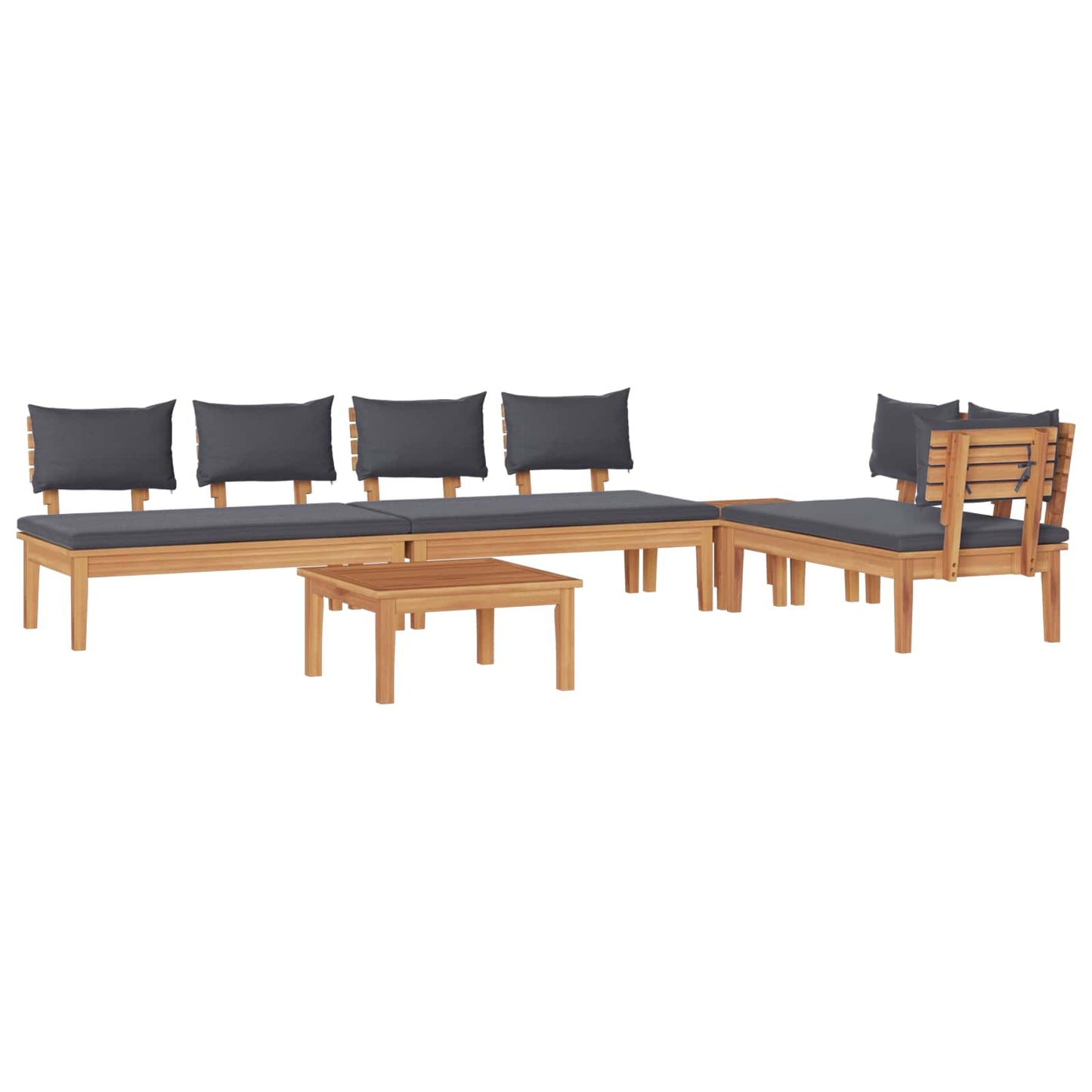 Set Divano da Giardino 5 pcs Marrone e Grigio
