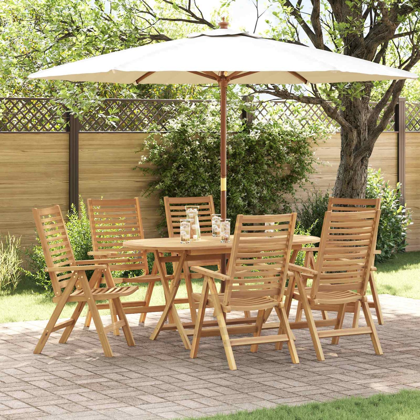 Set da Pranzo per Giardino 7 pcs Marrone Legno di teak solido