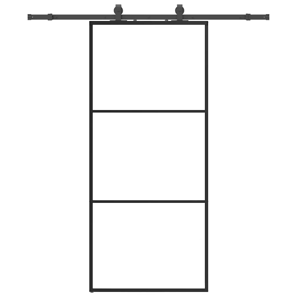 Porta Scorrevole con Ferramenta Nera 90x205 cm in Vetro ESG