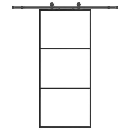 Porta Scorrevole con Ferramenta Nera 90x205 cm in Vetro ESG