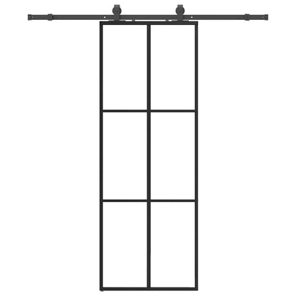 Porta Scorrevole con Ferramenta Nera 76x205 cm in Vetro ESG
