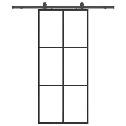 Porta Scorrevole con Ferramenta Nera 90x205 cm in Vetro ESG