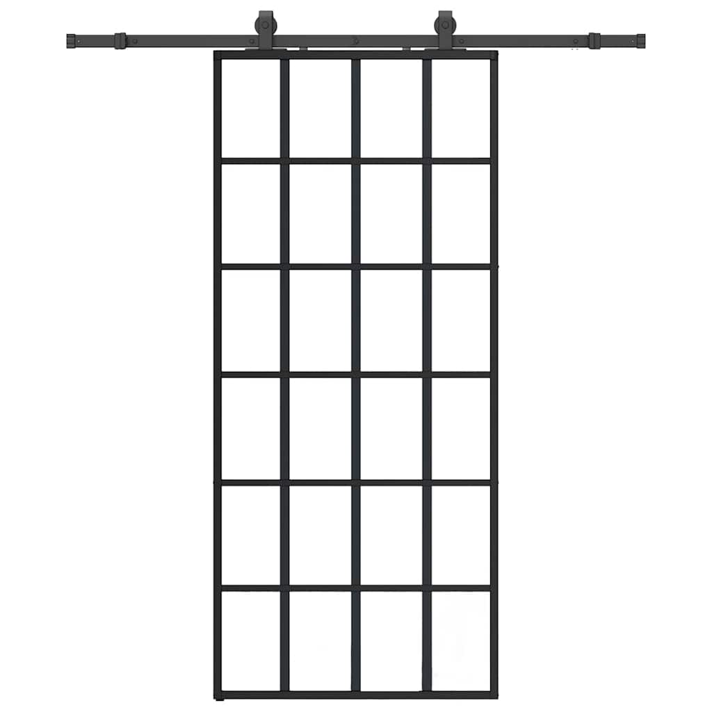 Porta Scorrevole con Ferramenta Nera 90x205 cm in Vetro ESG