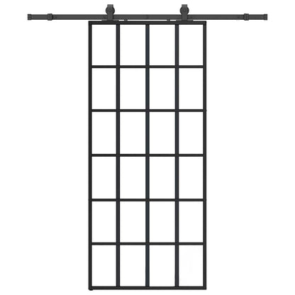 Porta Scorrevole con Ferramenta Nera 90x205 cm in Vetro ESG