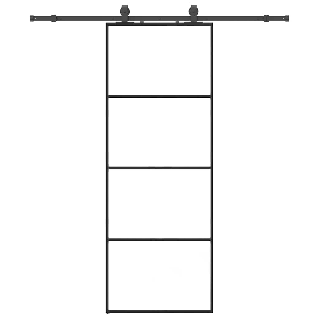 Porta Scorrevole con Ferramenta Nera 76x205 cm in Vetro ESG