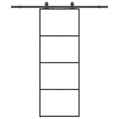 Porta Scorrevole con Ferramenta Nera 76x205 cm in Vetro ESG
