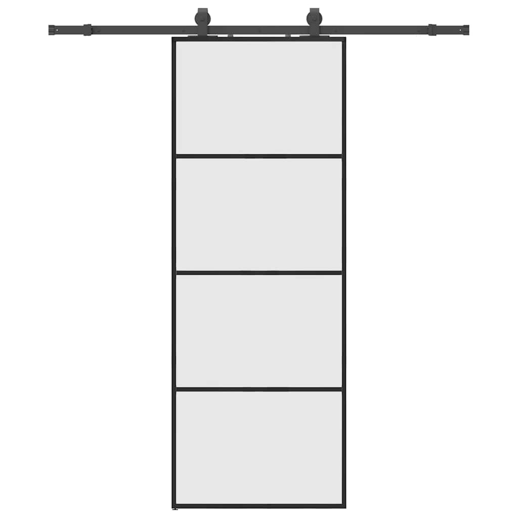 Porta Scorrevole con Ferramenta Nera 76x205 cm in Vetro ESG
