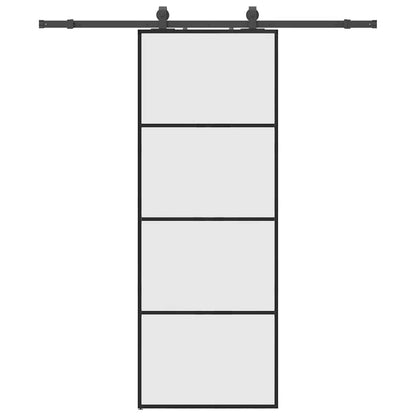 Porta Scorrevole con Ferramenta Nera 76x205 cm in Vetro ESG