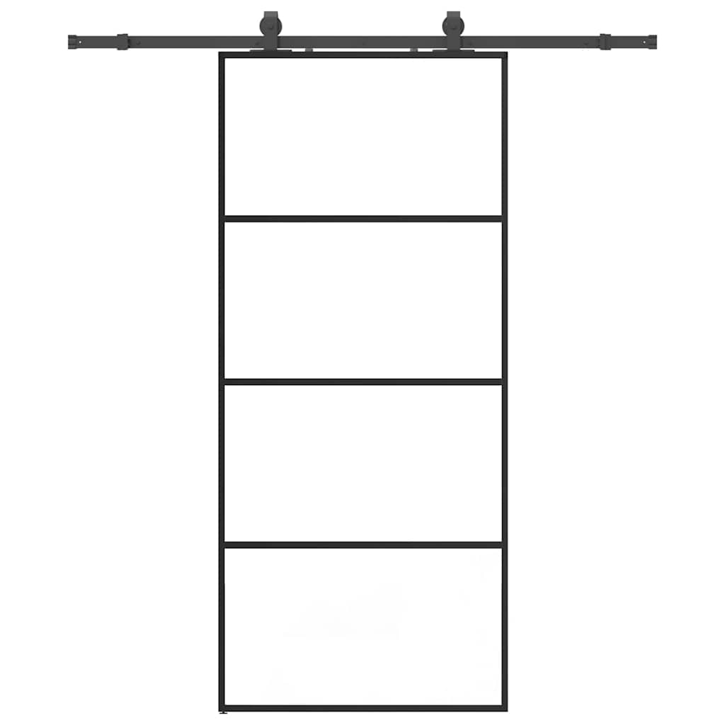 Porta Scorrevole con Ferramenta Nera 90x205 cm in Vetro ESG