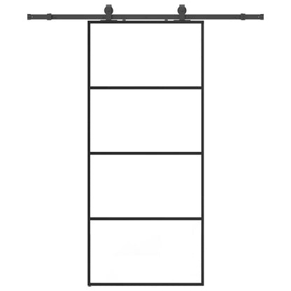 Porta Scorrevole con Ferramenta Nera 90x205 cm in Vetro ESG