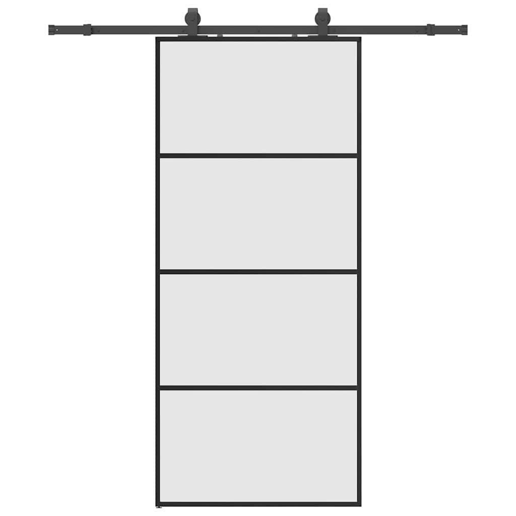 Porta Scorrevole con Ferramenta Nera 90x205 cm in Vetro ESG