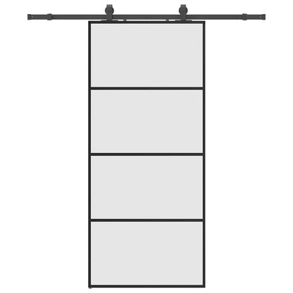 Porta Scorrevole con Ferramenta Nera 90x205 cm in Vetro ESG