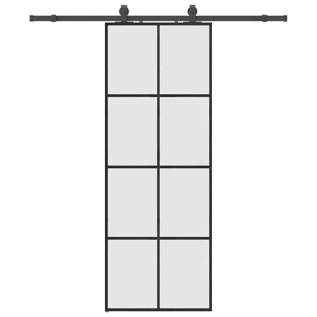 Porta Scorrevole con Ferramenta Nera 76x205 cm in Vetro ESG