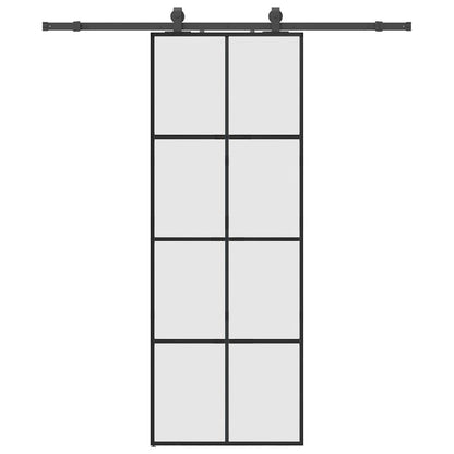 Porta Scorrevole con Ferramenta Nera 76x205 cm in Vetro ESG