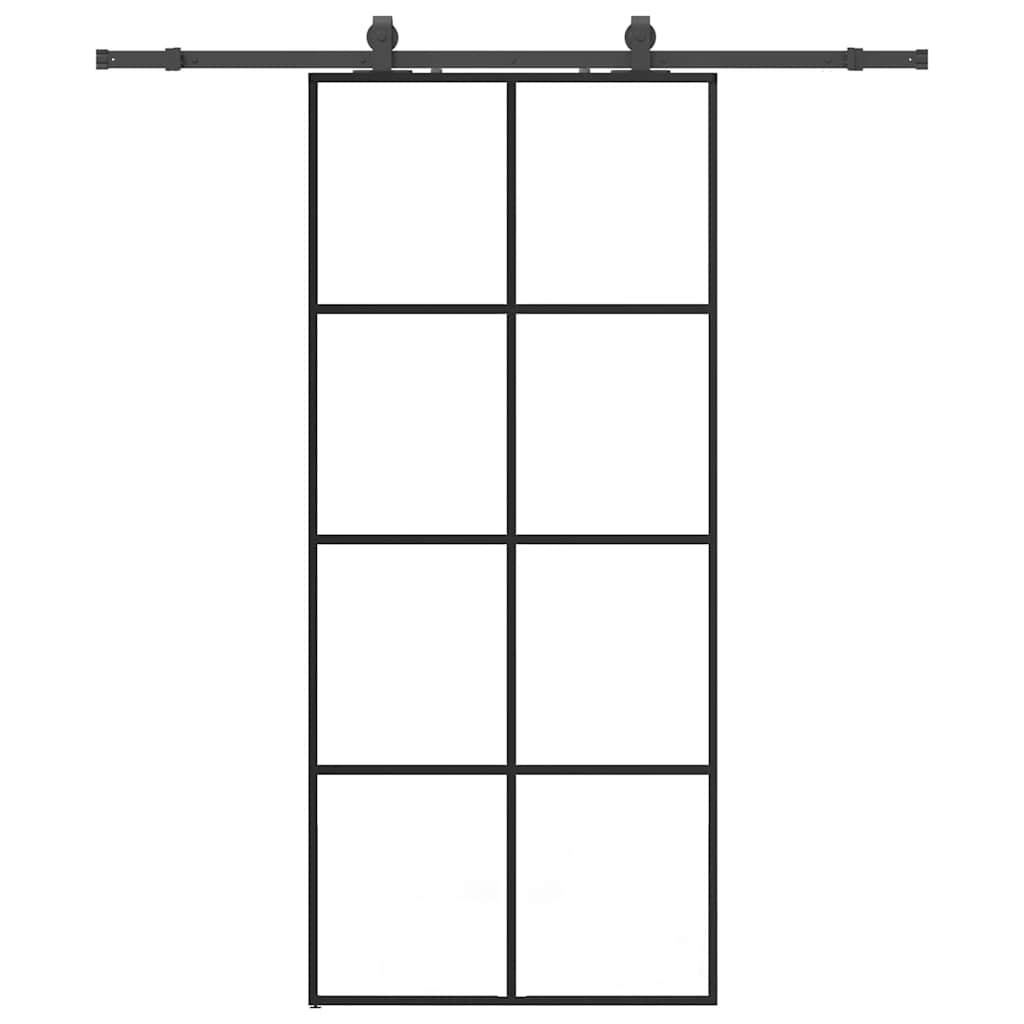 Porta Scorrevole con Ferramenta Nera 90x205 cm in Vetro ESG