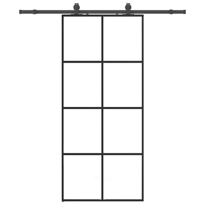 Porta Scorrevole con Ferramenta Nera 90x205 cm in Vetro ESG