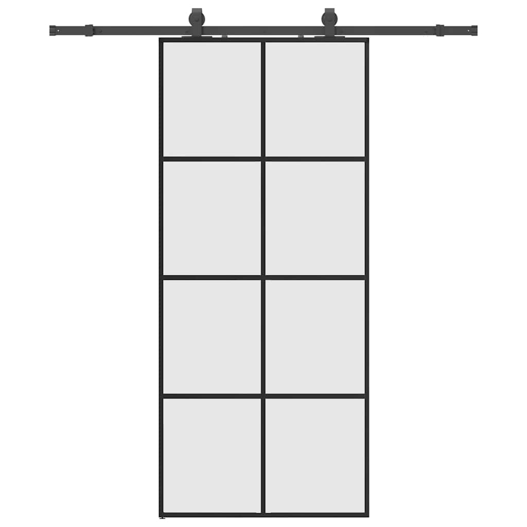 Porta Scorrevole con Ferramenta Nera 90x205 cm in Vetro ESG