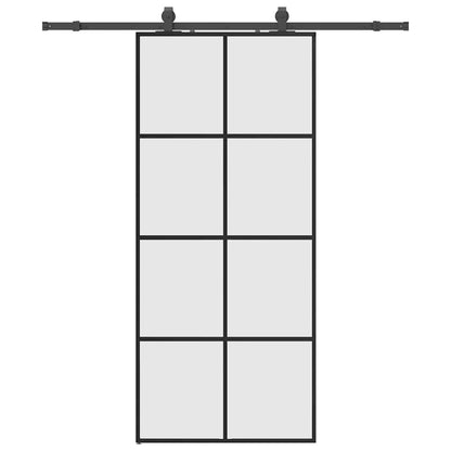 Porta Scorrevole con Ferramenta Nera 90x205 cm in Vetro ESG