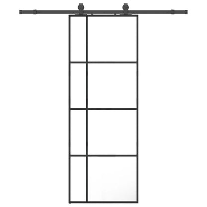 Porta Scorrevole con Ferramenta Nera 76x205 cm in Vetro ESG