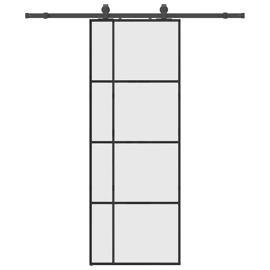 Porta Scorrevole con Ferramenta Nera 76x205 cm in Vetro ESG