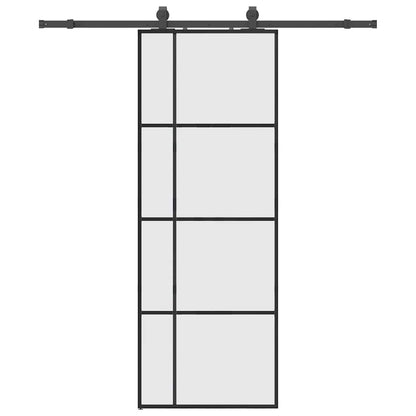Porta Scorrevole con Ferramenta Nera 76x205 cm in Vetro ESG
