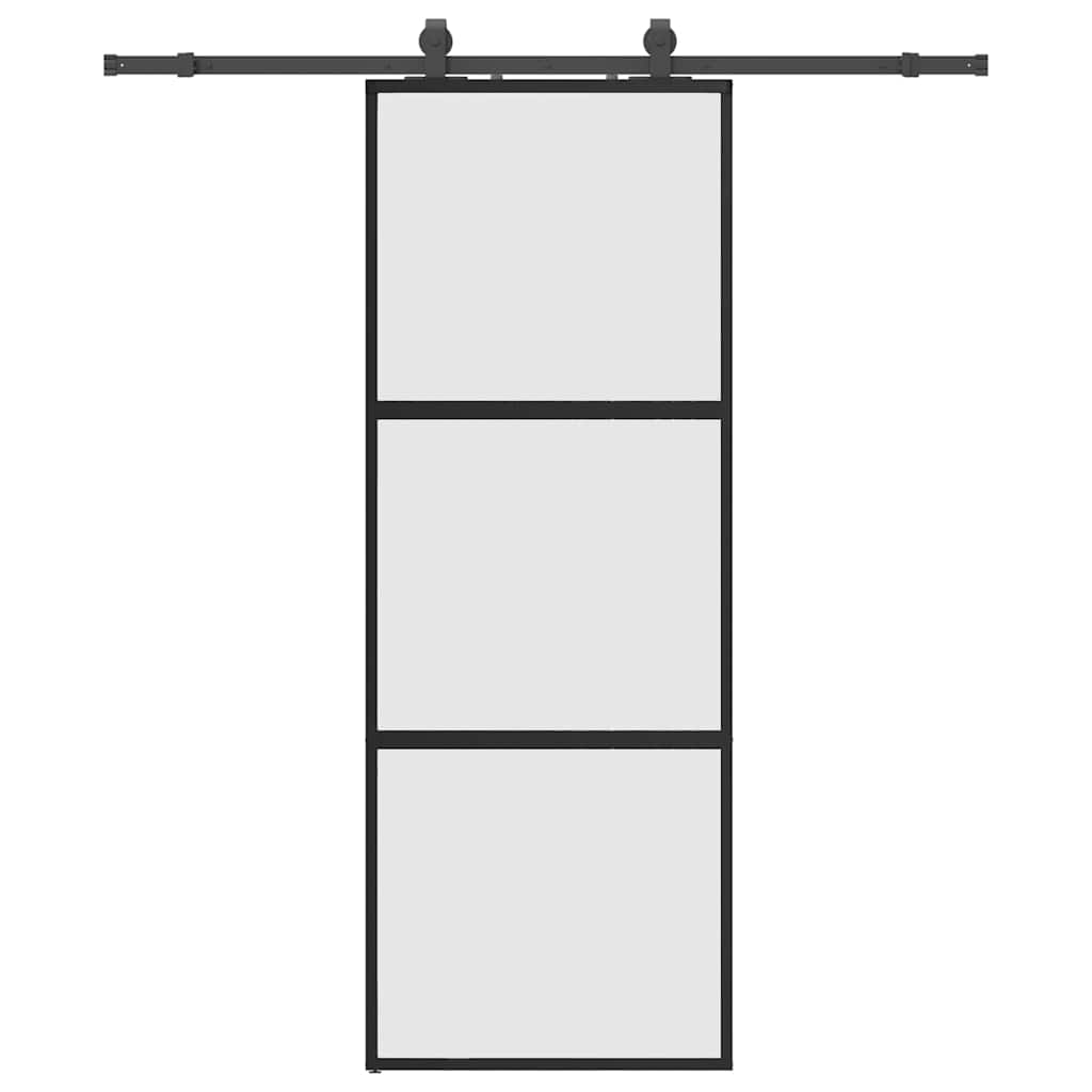 Porta Scorrevole Set Ferramenta Nera 76x205 cm Vetro Temperato