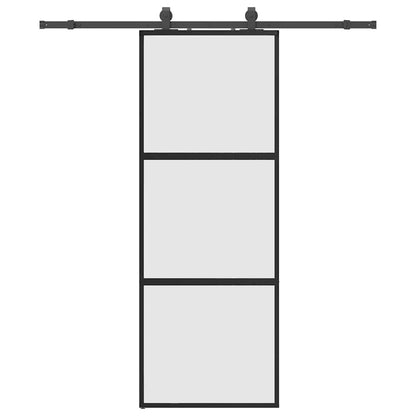 Porta Scorrevole Set Ferramenta Nera 76x205 cm Vetro Temperato