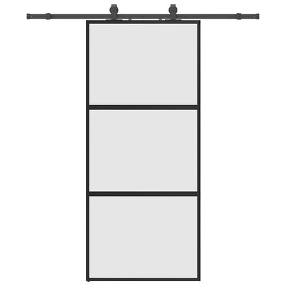 Porta Scorrevole Set Ferramenta Nera 90x205 cm Vetro Temperato